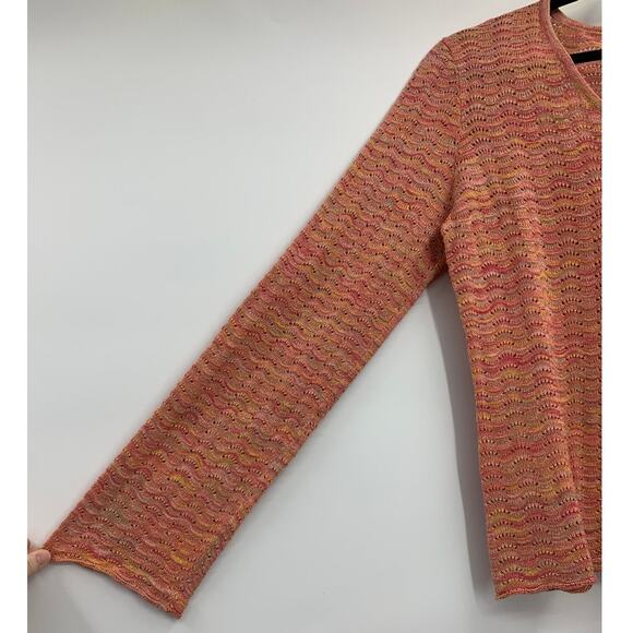 J.H Collectibles Womens Peach Multicolored Knitted Pullover Sweater Medium - Picture 3 of 7